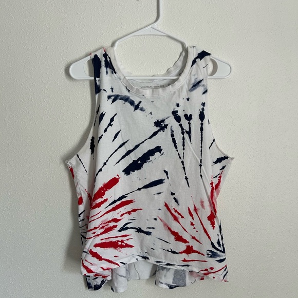 100% Cotton Women's Paint Splatter Tank Top Sz XXL Red White Blue Crop - Picture 1 of 5